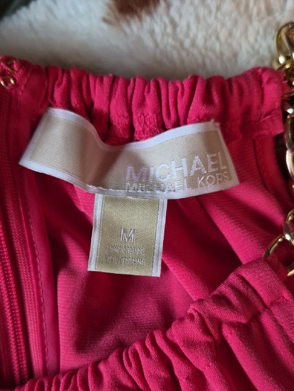 Michael Kors Pink Tanktop with Gold Chain Straps Size M